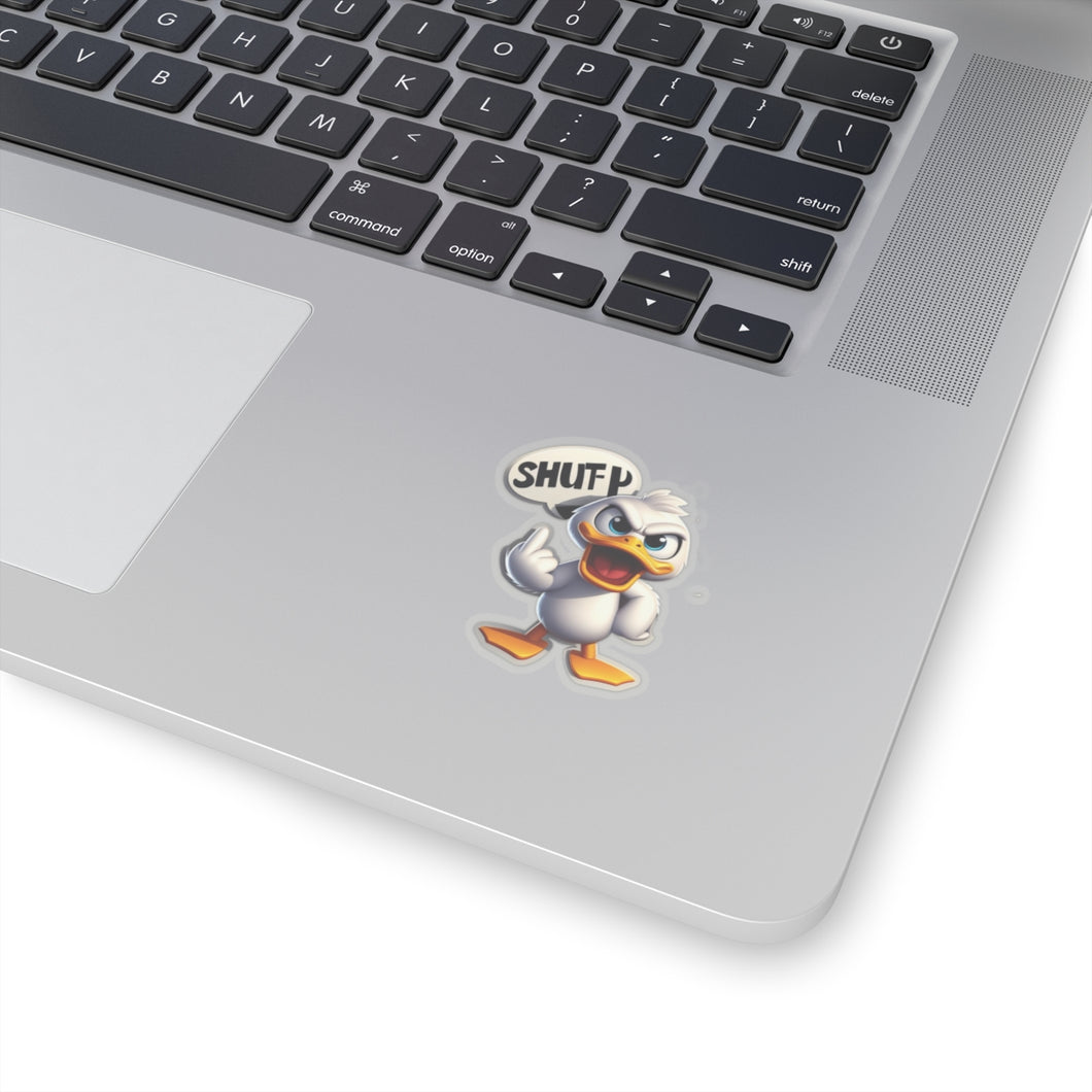 Funny Angry Stubborn Duck Vinyl Stickers, Laptop, Journal, Whimsical, Humor #3