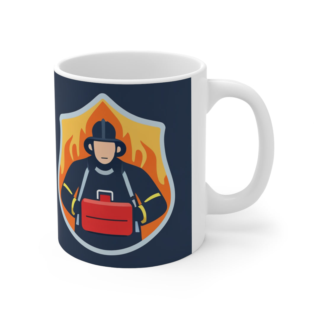 Professional Worker Firefighter #3 Ceramic 11oz Mug AI-Generated Artwork
