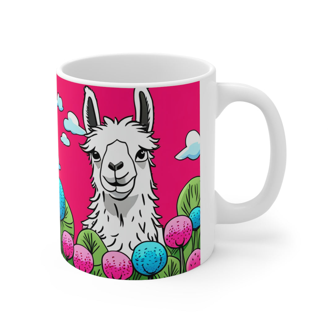 Good Vibes Cute Llama Funny #12 Ceramic 11oz Mug AI-Generated Artwork