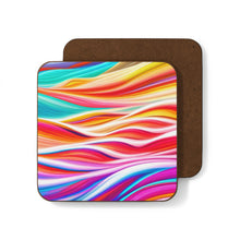 Load image into Gallery viewer, Pastel Waves &amp; Ribbon Hardboard Back AI-Enhanced Beverage Coasters
