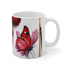 Load image into Gallery viewer, July Ruby Birth Month Colors Fairies &amp; Butterflies #3 Mug 11oz mug AI-Generated Artwork

