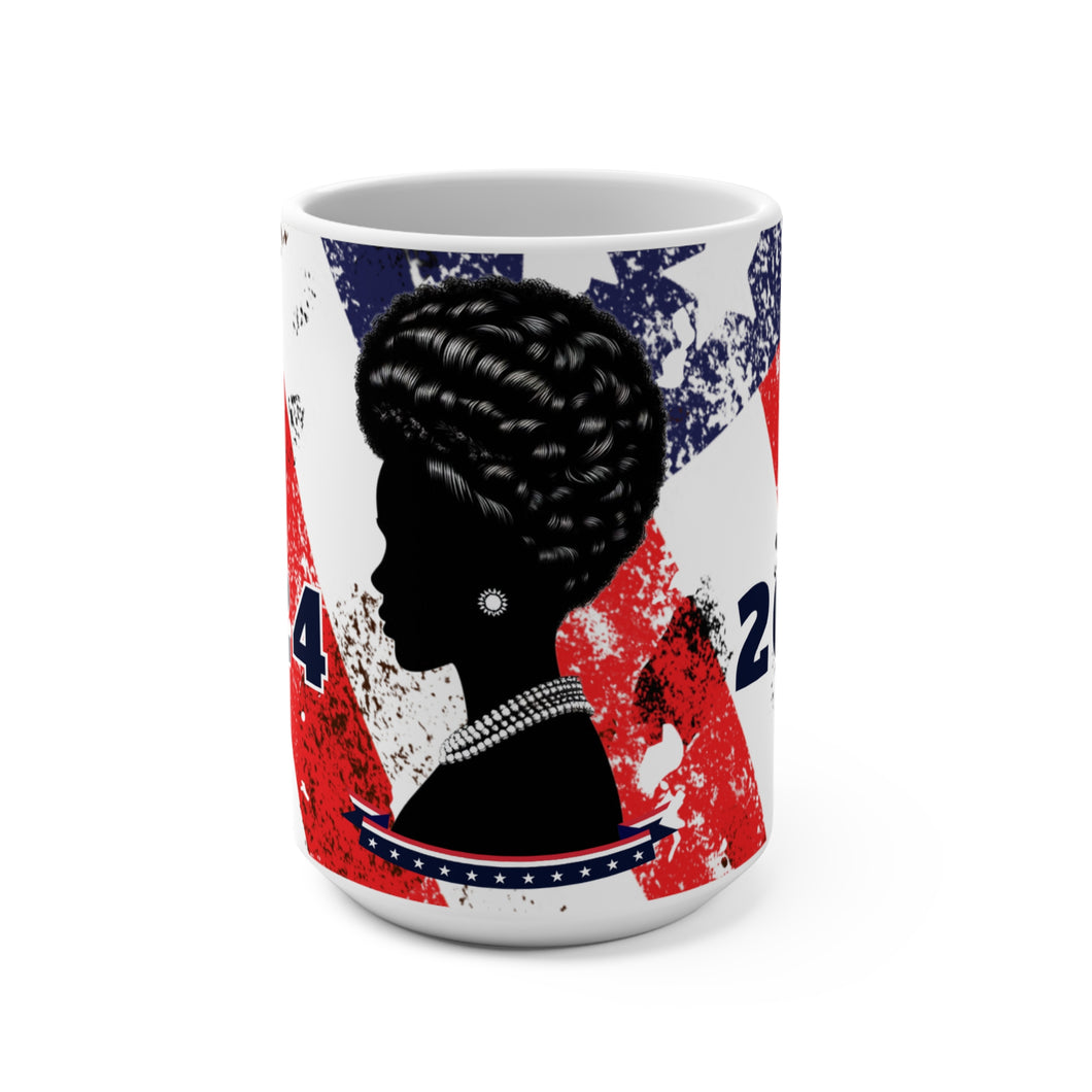 2024 Election Silhouette, Civic Engagement Straw Ceramic Coffee Mug 15oz