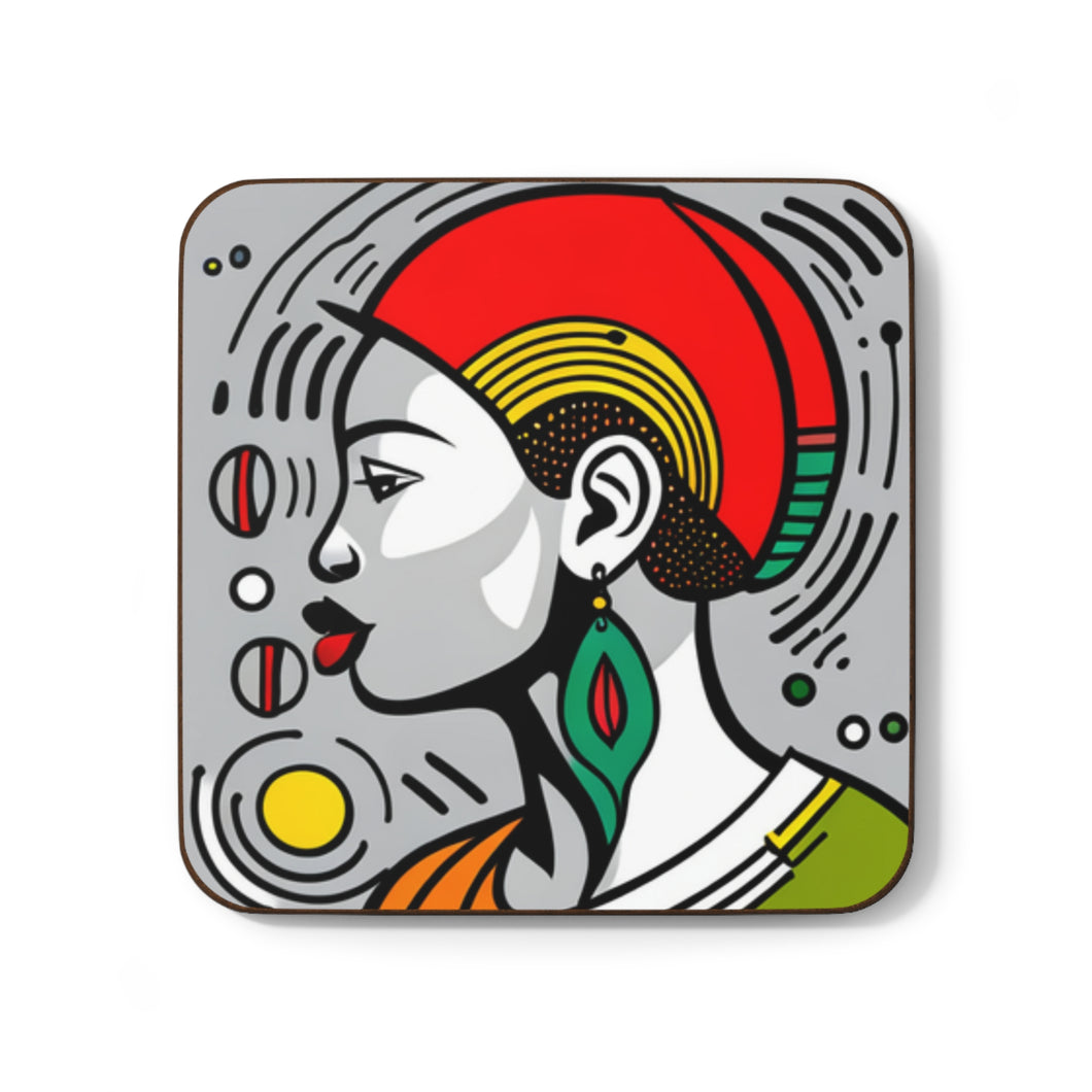Colorful #24 Colors of Africa Hardboard Back AI-Enhanced Beverage Coasters