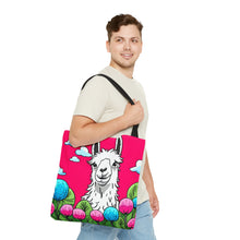 Load image into Gallery viewer, Llama Pink Skies #2 Tote Bag AI Artwork 100% Polyester
