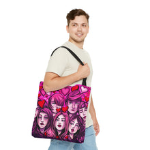 Load image into Gallery viewer, Faces of Love the Pink Heart Series #16 Tote Bag AI Artwork 100% Polyester
