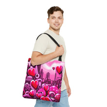 Load image into Gallery viewer, City of Love the Pink Heart Series #17 Tote Bag AI Artwork 100% Polyester
