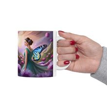 Load image into Gallery viewer, February Amethyst Birth Month Colors Fairies &amp; Butterflies #2 Mug 11oz mug AI-Generated Artwork
