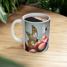 Load image into Gallery viewer, April Diamond Birth Month Colors Fairies &amp; Butterflies #3 Mug 11oz mug AI-Generated Artwork
