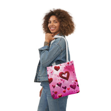 Load image into Gallery viewer, Pink Floating Hearts Fashion Graphic Print Trendy 100% Polyester Canvas Tote Bag #3
