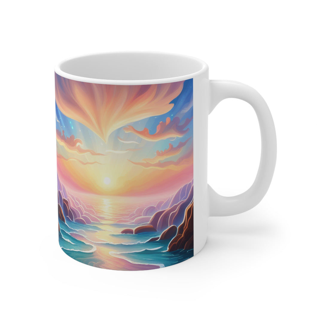 Pastel Sea-life Sunset #11 Ceramic Mug 11oz mug AI-Generated Artwork