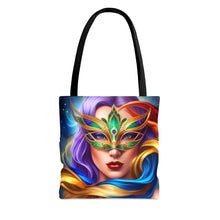 Load image into Gallery viewer, Mardi Gras Ribbon Mask #8 Tote Bag AI Artwork 100% Polyester
