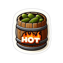 Load image into Gallery viewer, Hot Sour Pickle Barrel Vinyl Sticker, Foodie, Mouthwatering, Whimsical, Food #6
