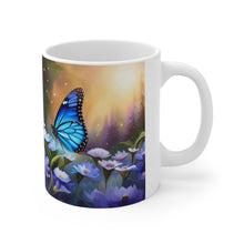 Load image into Gallery viewer, September Sapphire Amethyst Birth Month Colors Fairies &amp; Butterflies #2 Mug 11oz mug AI-Generated Artwork
