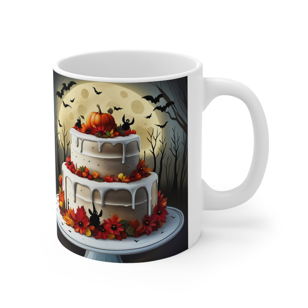 Happy Spooky Halloween Cake Celebration #17 Ceramic 11oz mug AI-Generated Artwork