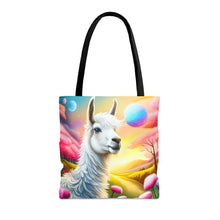 Load image into Gallery viewer, Llama Wondering Sun #5 Tote Bag AI Artwork 100% Polyester
