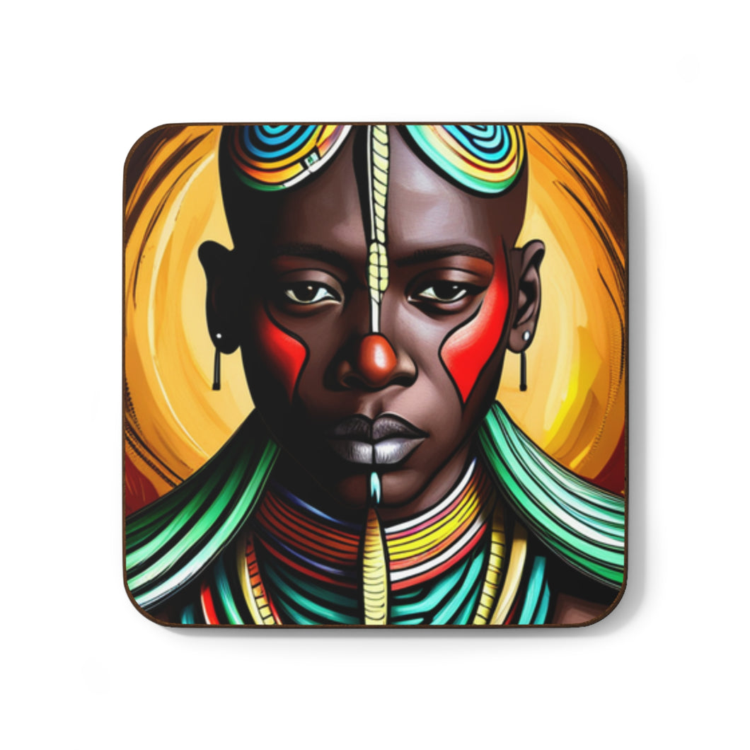 Colorful #13 Colors of Africa Hardboard Back AI-Enhanced Beverage Coasters