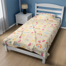 Load image into Gallery viewer, Velveteen Plush Blanket with Rainbows and Butterflies
