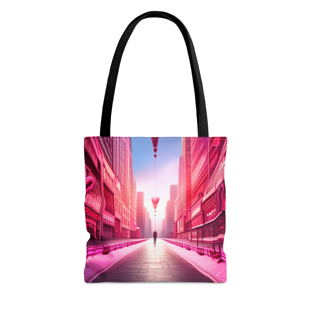 Love in the Air the Pink Heart Series #7 Tote Bag AI Artwork 100% Polyester