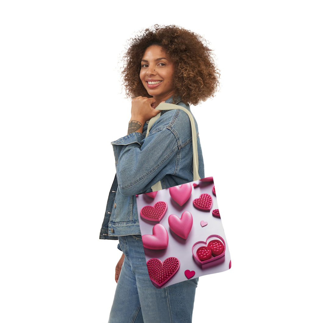 Pink Heart Series #1 Fashion Graphic Print Trendy 100% Polyester Canvas Tote Bag AI Image
