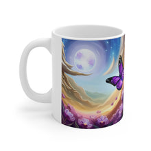 Load image into Gallery viewer, February Amethyst Birth Month Colors Fairies &amp; Butterflies #3 Mug 11oz mug AI-Generated Artwork
