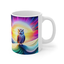 Load image into Gallery viewer, Beautiful Owl Standing in a Sea of Colors #3 Mug 11oz mug AI-Generated Artwork
