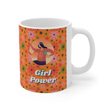 Load image into Gallery viewer, Girl Power Orange  Floral Ceramic Mug 11oz Design Repeats
