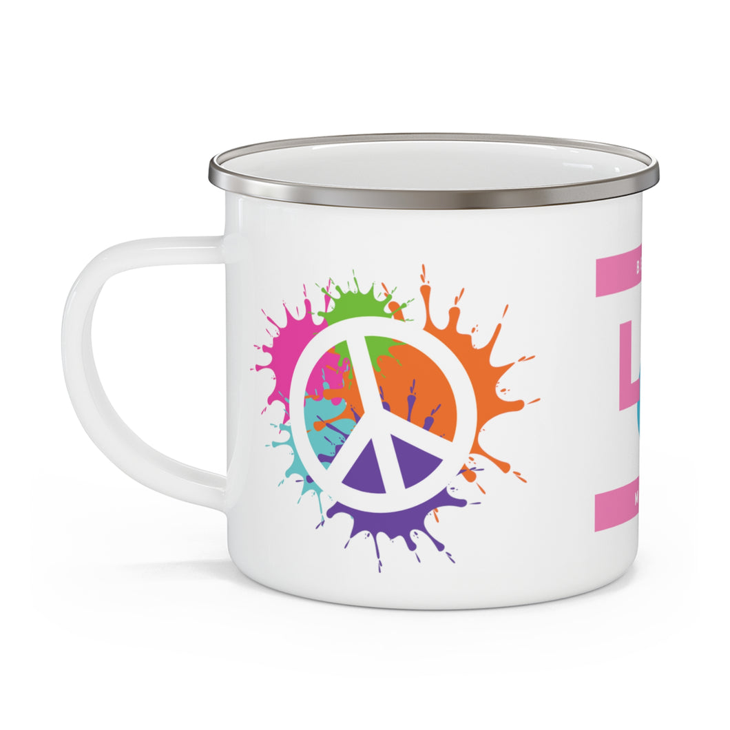 Pastel Love matters Peace sign and symbol 12oz Enamel Campfire Stainless Steel Wrap-a-round