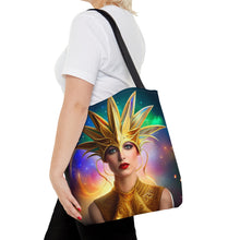 Load image into Gallery viewer, Mardi Gras Ribbon Mask #6 Tote Bag AI Artwork 100% Polyester
