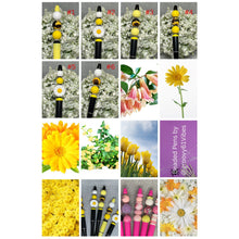 Load image into Gallery viewer, Yellow Black Splash Shades of Yellow Beaded Pens – Handmade Custom Pens
