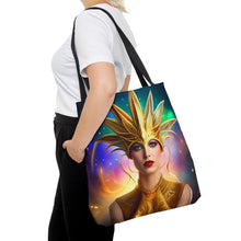 Load image into Gallery viewer, Mardi Gras Ribbon Mask #6 Tote Bag AI Artwork 100% Polyester
