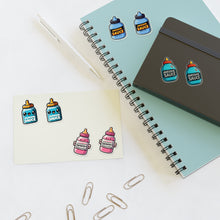 Load image into Gallery viewer, Baby Bottles Foodie Vinyl Sticker Sheets - 4 Bottles/2 each 8pc Set
