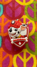 Load image into Gallery viewer, Marshall Paw Patrol Jibbitz™ will fit in Clog type shoes with holes Badge Shoe Charms
