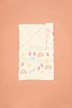 Load image into Gallery viewer, Velveteen Plush Blanket with Rainbows and Butterflies
