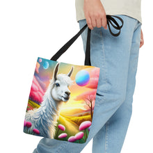 Load image into Gallery viewer, Llama Wondering Sun #5 Tote Bag AI Artwork 100% Polyester
