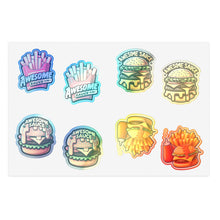 Load image into Gallery viewer, Burgers &amp; Fries Foodie Vinyl Sticker Sheets - 4 Foods/2 each 8pc Set
