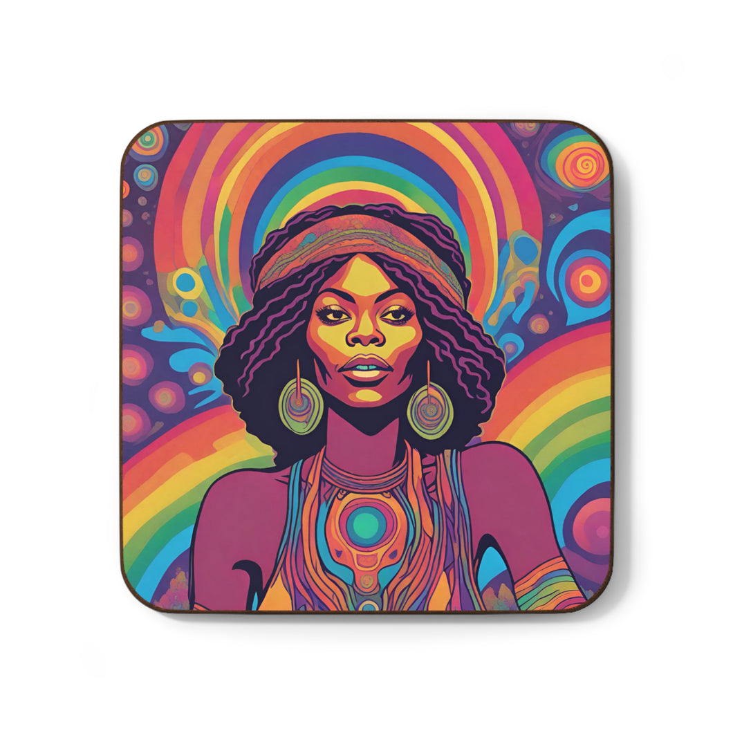 Retro 60's Psychedelic #37 Hardboard Back AI-Enhanced Beverage Coasters