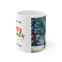 Load image into Gallery viewer, Personalized Fancy Shy Kitty Christmas Vibes Ceramic Mug 11oz Design #3 Custom
