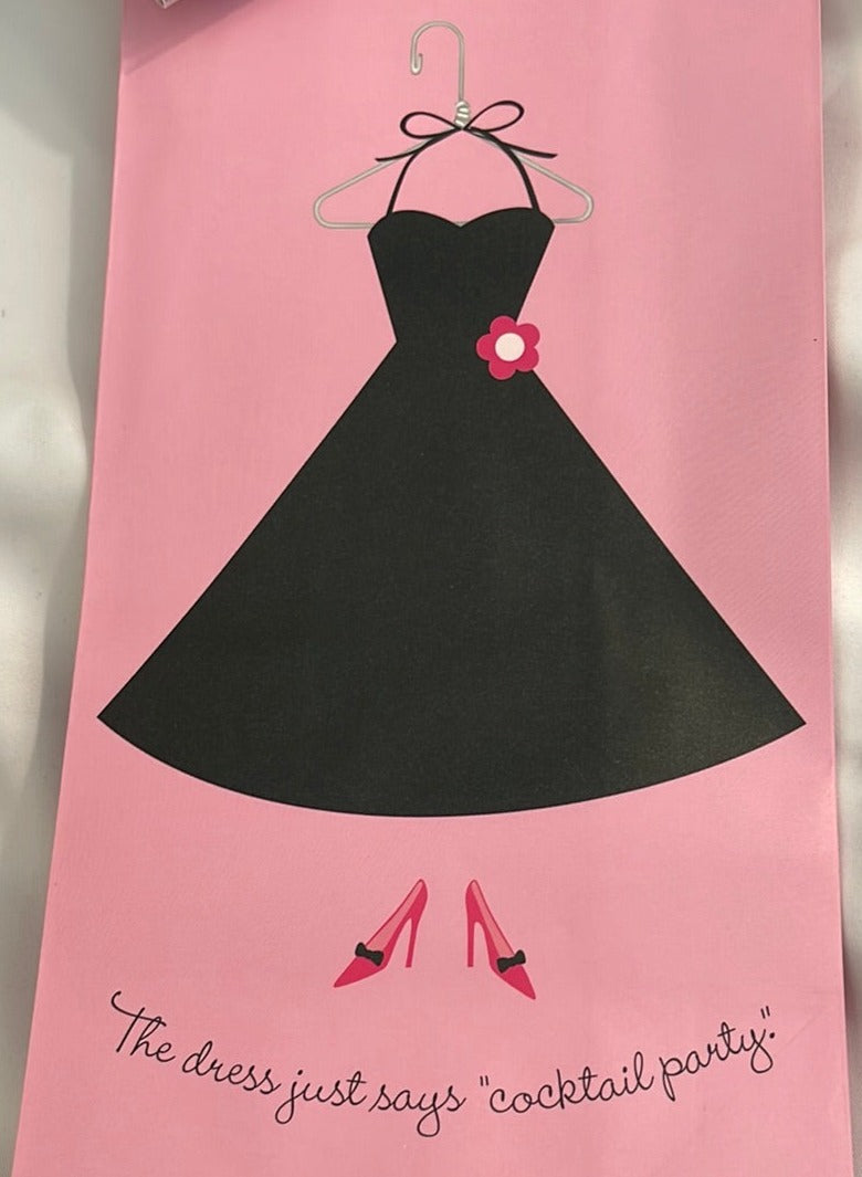 Hallmark Gift Pink Bag Black Dress & Matching Tissue Paper