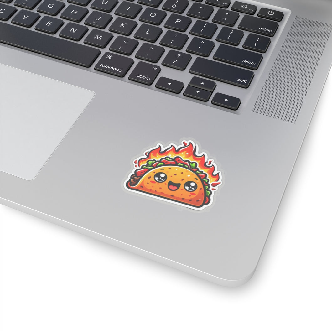 Flaming Hot Taco Vinyl Sticker, Foodie, Mouthwatering, Whimsical, Fast Food #7