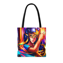 Load image into Gallery viewer, Mardi Gras Ribbon Mask #2 Tote Bag AI Artwork 100% Polyester
