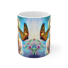 Load image into Gallery viewer, April Diamond Birth Month Colors Fairies &amp; Butterflies #1 Mug 11oz mug AI-Generated Artwork
