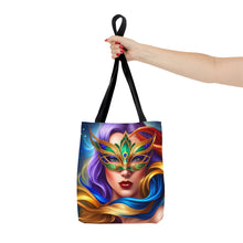 Load image into Gallery viewer, Mardi Gras Ribbon Mask #8 Tote Bag AI Artwork 100% Polyester
