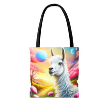 Load image into Gallery viewer, Llama Wondering Sun #5 Tote Bag AI Artwork 100% Polyester
