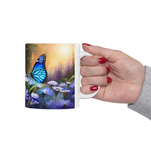 Load image into Gallery viewer, September Sapphire Amethyst Birth Month Colors Fairies &amp; Butterflies #2 Mug 11oz mug AI-Generated Artwork
