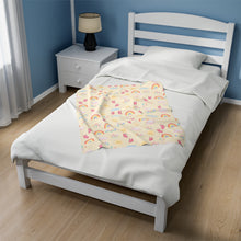 Load image into Gallery viewer, Velveteen Plush Blanket with Rainbows and Butterflies
