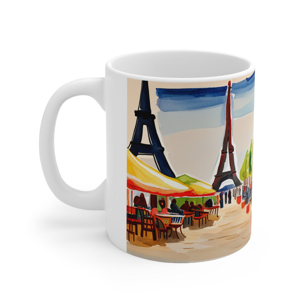 At the Cafe Paris France #3 Mug 11oz mug AI-Generated Artwork