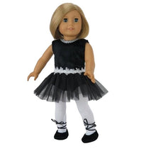 Load image into Gallery viewer, Ballerina Black &amp; White Tutu Doll Dress and shoes for 18&quot; Dolls
