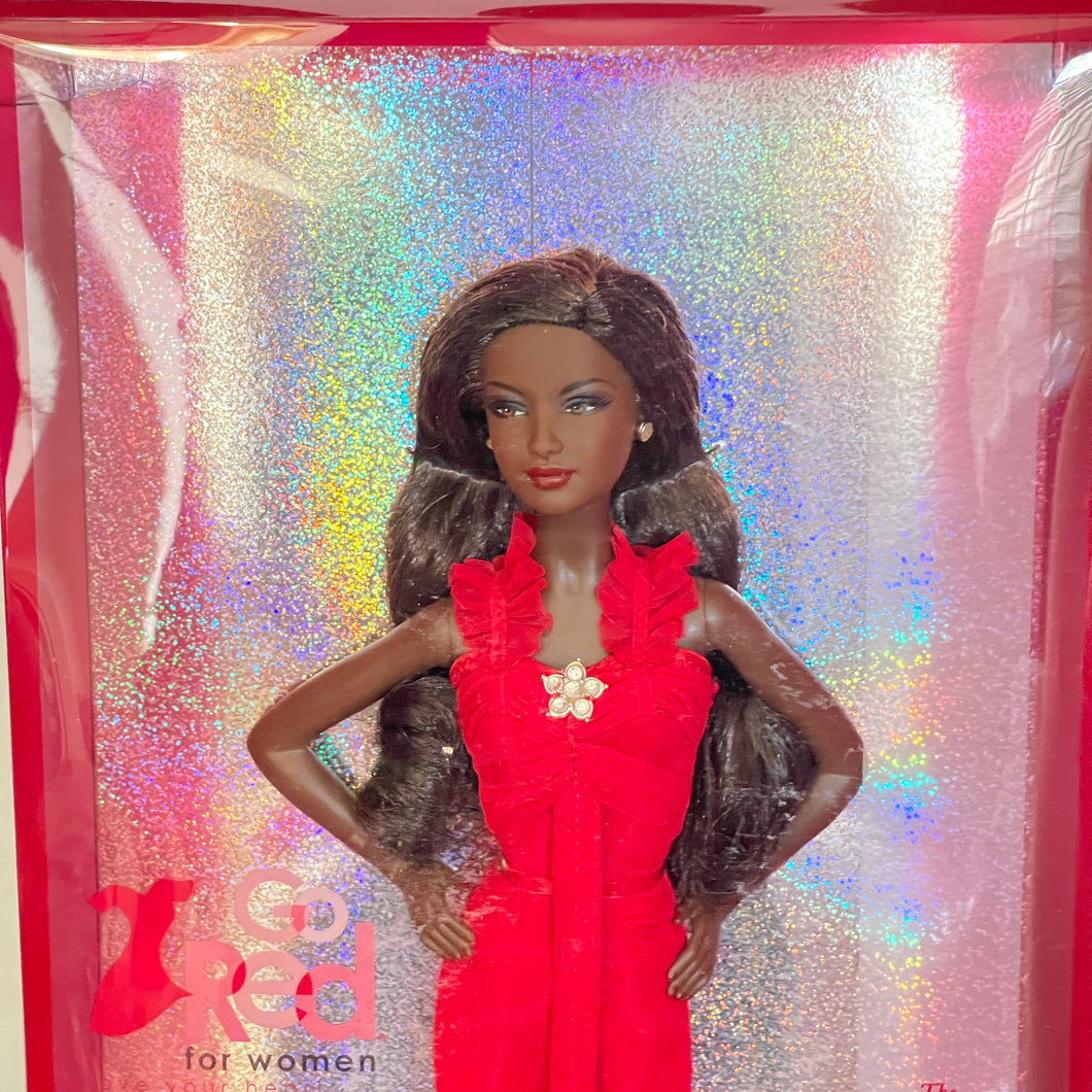 Mattel 2007 Go Red African American Barbie Doll American Heart Association #L4103