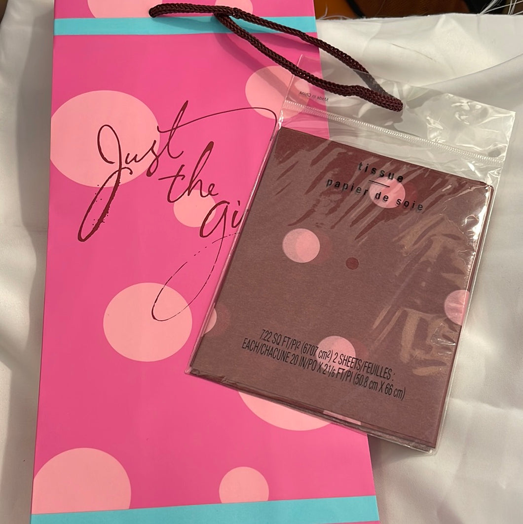 Hallmark Pink & Brown Polka Dots Just the Girls Gift Bag