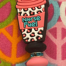 Load image into Gallery viewer, Nurse fuel pink black Custom Handmade Beaded Pen
